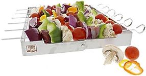 Yukon Glory BBQ Kabob Grill Rack | Rotating Kebab Skewers | Metal Skewers For Grilling | Collapsible Stainless Steel Kabob Skewers Holder | Grilling Accessories | Six Kebab Skewers (BBQ Skewer)