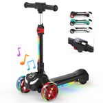 3 Wheel Electric Scooter Kids Ages 3-12, B2 Electric Scooter for Kids, 2 Speed Modes Up to10 KM/H, LCD Display & Bluetooth, Flash LED Lights, 3 Adjustable Heights, Foldable Kids Scooter, Gift for Kids