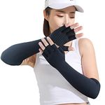 SHIFANQI Long Compression Gloves, Copper Arthritis Gloves for Women and Men, Fingerless Gloves for Pain (Small)