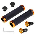 YTOOK Bike Handlebar Grips, Non-Slip Rubber Mountain Bike Grip with Aluminum Lock, BMX Grips and MTB Grips, Professional Lock on Grips for Foldable Pit Bike Urban Bicycles (Gold)…