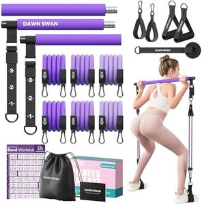DAWN SWAN Pilates Bar Kit with Resistance Bands – Adjustable Home Gym Workout Equipment for Women & Men – Portable Pilates Equipment for Squats, Yoga & Full Body Toning