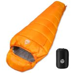 Northroad Mummy Sleeping Bag 14-59 ℉, 3 Season Warm & Cool Weather, Winter Spring Fall Lightweight Waterproof Washable Sleeping Bag for Camping Hiking Travel Hunting (Orange&Grey)