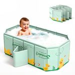 Lafisun Foldable Baby Bath, Portable Baby Bathtub, All-in-One Design with Drain Plug, Large Toddler Bath for Ages 0-8, 78 X 45 X 30 CM(Cyan)
