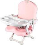 YORKING Portable High Chair Travel Highchair Pink Babies and Children's Booster Seat Folding Compact Height Adjustable with Cushion Pads Removable Tray Indoor and Outdoor Use