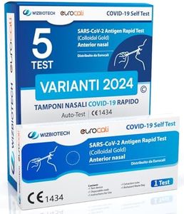 5x Tamponi COVID 19 - Test Nuove Varianti 2024 - Tamponi Rapidi Nasali Certificati per Uso Domestico, Risultato Rapido