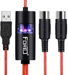 FORE MIDI to USB Interface MIDI Cable Adapter with Input&Output Connecting with Keyboard/Synthesizer for Editing&Recording Track Work with Windows/Mac OS for Studio USB 2.0 Color Red - 2M / 6.5Ft