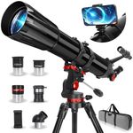 Telescope, Telescope for Adults Astronomy, 90mm Aperture 1000mm Professional Refractor Telescope for Beginners Kids, Fully Multi-Coated Optics High, for Moon Planet Observation with Stainless Tripod