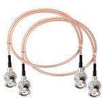 3AN Telecom BNC Cable BNC Male to Male Connector Solder Coaxial Cable (2ft, 50 Ohm) for Antenna Scanners or Handheld Ham Radios etc. 2pcs(Multicolor)