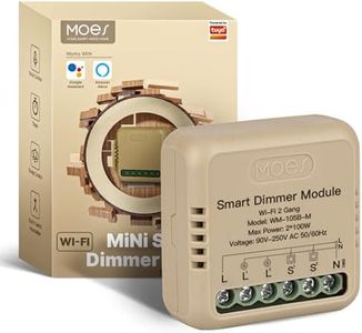 MOES Mini Variateur d'intensité Wi-Fi 2,4 GHz - LED Intelligente - Encastré - Compatible avec Télécommande Smart Life Tuya - Alexa et Google Home - 2 Gang