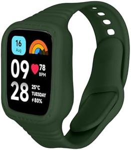 kwmobile Pulsera Compatible con Xiaomi Redmi Watch 3 Active/Redmi Watch 3 Lite - Correa de Silicona con Bumper para Reloj - Verde Oscuro