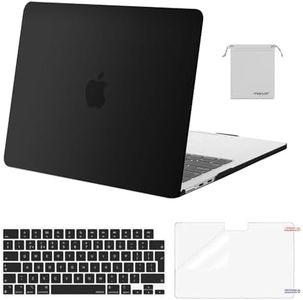 MOSISO Coque Compatible avec MacBook Air 13 Pouces M2 & MacBook Air 13 Pouces M3 2022-2024 (A2681/A3113),Protection Étui Rigide&Housse Clavier&Protecteur d'écran&Sac Rangement,Noir
