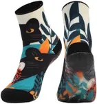 RANDY SUN Ankle Quick-Dry Barefoot Beach Socks with Anti-Slip TPE Sole, Breathable Lightweight Shoes for Sand, Seamless Aqua Socks, Black Leopard Size 27