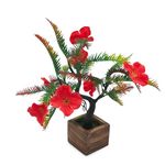 DecoreBugs Artificial Flower Tree Bonsai with Wooden Pot for Indoor Home Office Décor