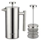 AXEON French Press Coffee Maker | Double Wall Insulated 304 Stainless Steel Plunger | 3-Layer Filtration for Grit-Free Brew | Heat Retention, Rust-Free, Portable for Home & Office | Hot & Cold (350ml)