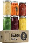 Paksh Novelty Mason Jars - Food Storage Container - 32 oz 6-Pack - Airtight Container for Pickling, Canning, Candles, Home Decor, Overnight Oats, Fruit Preserves, Jam or Jelly