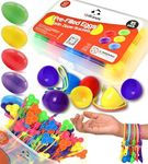UpBrands 15 Pre-Filled Easter Eggs With Zipper Bracelets + 48 Pop-It Zipper Bracelets - Perfect Easter Basket Stuffers, Egg Hunt Prizes, and Birthday Party Favors for Kids
