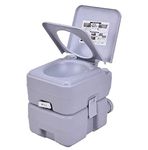 S AFSTAR Portable Flush Toilet Potty Commode 5.3 Gallon 20L for Camping RV, Boating and Other Recreational Activities, Powerful Push Pump Compact Commode w/Waste Tank & Built-in Rotating Spout