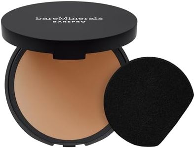 bareMinerals Barepro 24HR Skin-Perfecting Powder Foundation, Matte Pressed Powder Foundation Full Coverage with Plant-Based Squalene, Oil Control, Vegan - Medium Deep 45 Warm