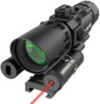 UUQ 4X32 Prism Optics Rifle Scope with Red Laser,Red Illuminated Reticle,Upgraded Buttons,and Glass Etched Reticle 4X Magnification-Fits 20mm Free Mounts (Red Laser Below)