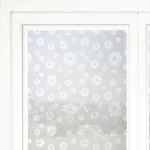 Navaris Privacy Film for Glass Windows - Frosted Window Film - Opaque Self Adhesive Covering - No Adhesives for Easy Application and Removal - Floral Print 2