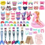 ENOCHT 25 Pcs Doll Clothes and Accessories Contain 4 Different Handmade Swimsuit, 1 Handmade Bathrobe, 1 Bathtowel, 16 Accessories, 1 Swimming Ring Float and 2 Mermaid Dress for 11.5 inch Doll