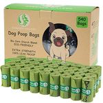 GREENER WALKER Poo Bags for Dog Waste, 540 Extra Thick Strong 100% Leak Proof Biodegradable Dog Poo Bags (Green)