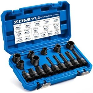 ZOMIYU 16pcs Impact Brake Caliper Socket Set, 1/2" Square Drive Wrench Brake Adjusting Tool Kit Compatible with Audi Benz BMW Porsche Ford VW