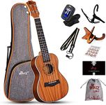 Winzz Concert Ukulele 23 Inch for Adults Beginners, Mahogany Wooden Ukulele Starter Kit with Stand and Capo