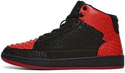 soulsfeng High Top Trainers Men Leather Trainers Mens Fashion Sneakers for Women Unisex Running Trainers Hi-Top Jogging Fitness Sports Outdoor Shoes Black Red