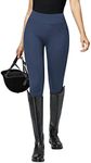 QUEENIEKE Women's Equestrian Breeches with Silicone Full Seat Horse Riding Tights with Pockets Tummy Control, Dark Blue, Small