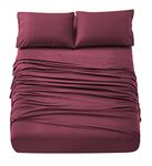 Home Beyond & HB design - 4-Piece Bed Sheets Set (Queen, Burgundy) - Premium Hotel Quality Bedding Sheets - Breathable Ultra Soft Brushed Microfiber - 16 Inches Deep Pocket, Wrinkle Fade Resistant