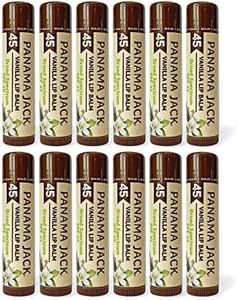 Panama Jack Sunscreen Lip Balm - SPF 45, Broad Spectrum UVA-UVB Sunscreen Protection, Prevents & Soothes Dry, Chapped Lips, Vanilla, 12-pack