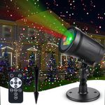 Christmas Laser Projector Lights Outdoor Indoor, 2 Colors with Red and Green Star Show, Christmas Laser Projector Lights Waterproof with Remote Decor for Christmas Holiday Party Yard Patio