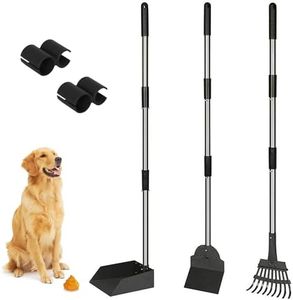 QianQiao Dog Pooper Scooper，3 Pack Adjustable Long Handle Metal Poop Scooper Set with Tray，Portable Poop Scooper for Yard Lawn，Rake and Spade for Small Medium Large Dogs Waste Removal