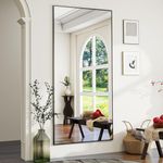 Koonmi Mirror Full Length - Minimalist Modern Full Body Floor Length Mirror - Standing, Hanging, Leaning for Living Room(Black,76x171 cm)