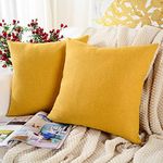 MERNETTE Pack of 2, Chenille Soft Decorative Square Throw Pillow Cover Cushion Covers Pillowcase, Home Decor Decorations for Sofa Couch Bed Chair 18x18 Inch/45x45 cm (Yellow)