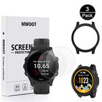 MWOOT 2PCS Tempered Glass Screen Protector und Black Case Cover Compatible with Garmin Forerunner 945, Protective Accessories for Garmin Forerunner Smartwatch Protection