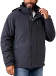 Free Country Men's 3 in 1 Winter Softshell Ski Jacket Water and Wind Resistant Coat Warm Insulated Hooded for Men-Deep Charcoal-Size XL