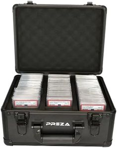 PREZA Graded Card Storage Box - Premium Sports Card Display Case Holder for Trading Cards (Black)