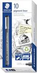 STAEDTLER 308 03-9 Pigment Liner Fineliner Pen for Writing & Technical Drawing - Black, 0.3mm (Box of 10)