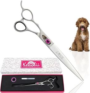 Kenchii Love Left Handed Dog Grooming Scissors, 8 Inch Straight Shears, Dog Scissors for Grooming, Professional Pet Grooming Scissors, Ergonomic & Comfortable