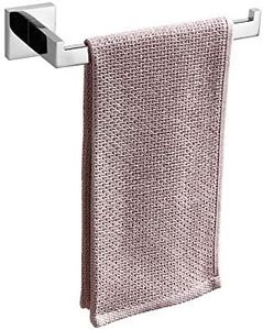 TASTOS Premium Stainless Steel Hand Towel Holder, Square Hand Towel Ring Heavy Duty Wall Mounted Modern Hand Towel Bar for Bathroom Kitchen, Polished Chrome