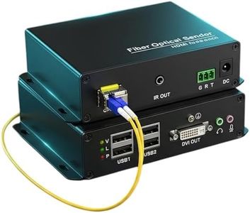 LornCeng 4K DVI KVM Extender Over Fiber Optic – 20km (12.4 Miles) Long Range, 4X USB 2.0, RS232, IR, HDCP 1.2, Zero Latency, Plug & Play for Data Center, Medical Imaging, Command Center