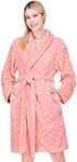 PAVILIA Coral Womens Robes Lightweight Plus Size, Knee Length Plush Fluffy Shower Bathrobe for College Dorm Ladies, Soft Fuzzy Cozy with Pockets, 2XL/3XL