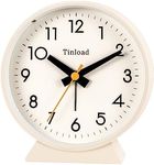 Tinload 4.5" Battery Operated Antique Retro Analog Alarm Clock, Small Silent Bedside Desk Clock with Night Light, Battery Operated, Snooze, for Living Room, Bedroom, Bedside, Desk(Cream)