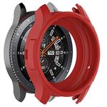 MODJUEGO Protective Case Cover for Samsung Galaxy Watch 46mm SM-R800 & Gear S3 Frontie Silicone Skin Smart Watch Shell (Red)