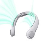 JISULIFE Portable Neck Fan Upgraded, Neckbrace Personal Hands Free, 5 Speed Gears Adjustment, 5000 mAh Wearable Bladeless Quiet Rechargeable for Outdoor Indoor, Gifts for Women Men- Foggy Grey
