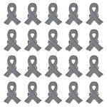 WANDIC Grey Ribbon Pin, 50 Pieces Cancer Awareness Ribbons Lapel Pins Hope Brooch Enamel Jewelry Pins for Man or Women