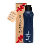 Caspian Rise Customised Stainless Steel Water Bottle 1L, P-Blue with Logo Print - Personalised Water Bottle with Your Name Print for Kids Boys Girls School Office Gym- Perfect for Corporate Gifting