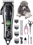 Blanlody Dog Clippers Professional for Thick Hair Dog Grooming Kit Low Noise, Dog Grooming Clippers Cordless Rechargeable Cat Clippers with Display Dog Trimmer for Grooming 4 in 1 Dog Shaver for Pet